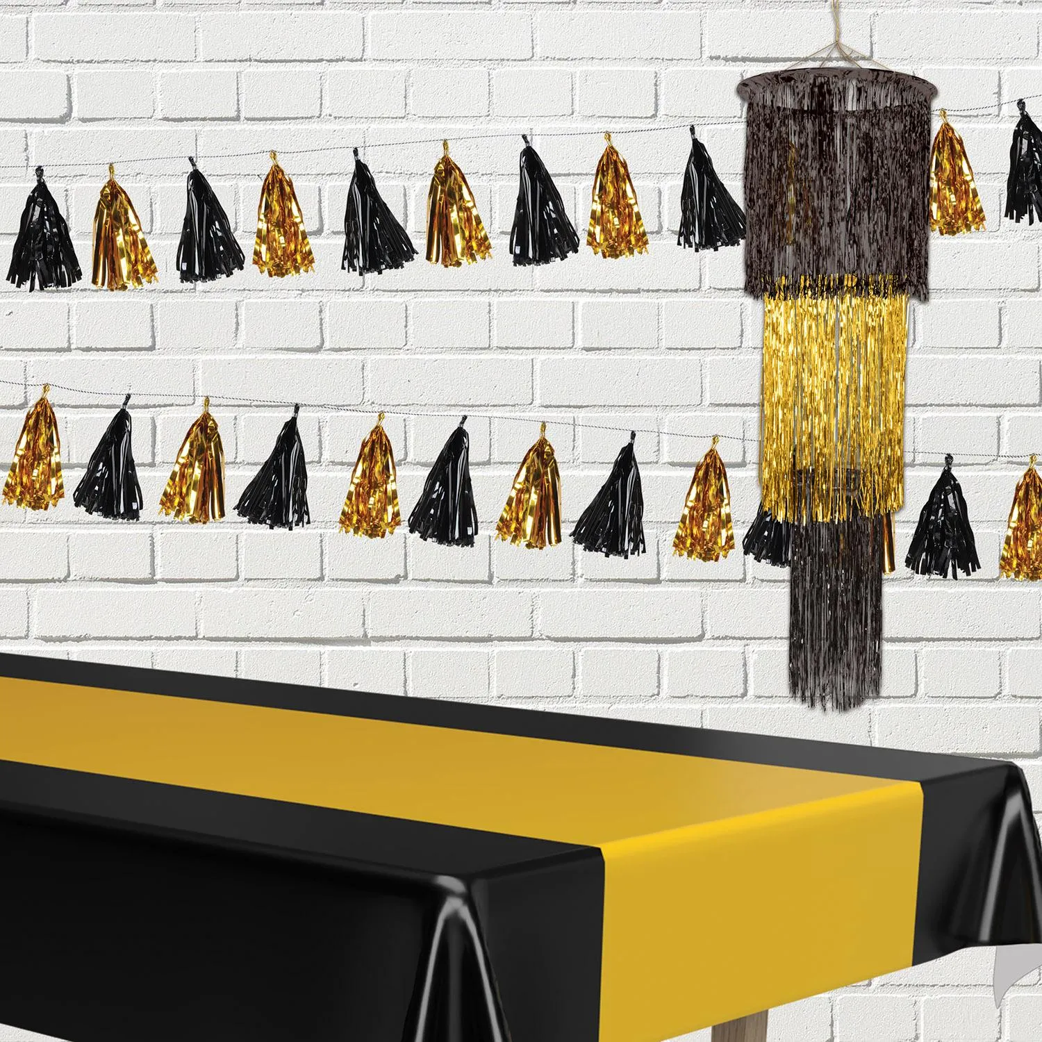 3-Tier (1-Ply) Shimmering Party Chandelier - black & gold
