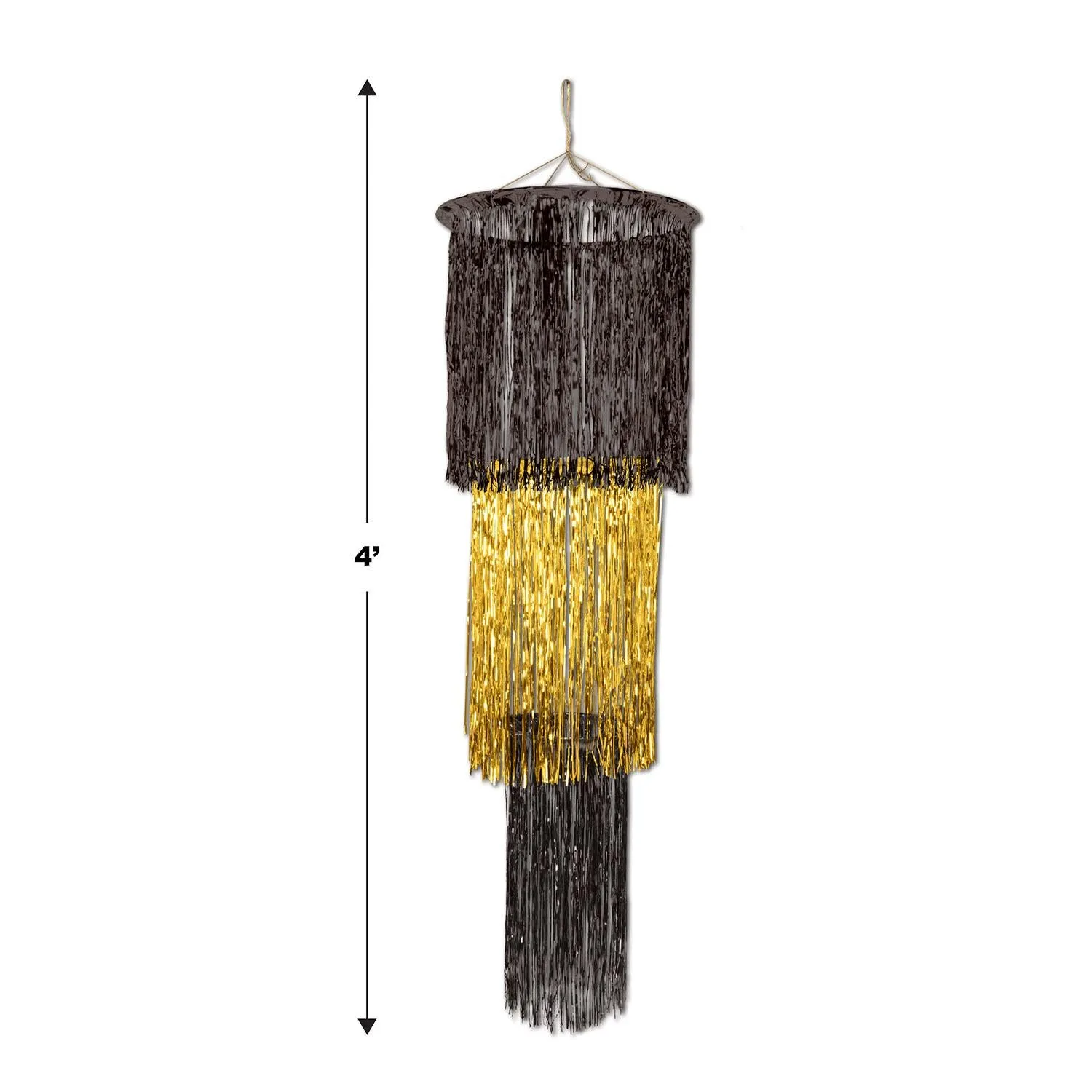 3-Tier (1-Ply) Shimmering Party Chandelier - black & gold