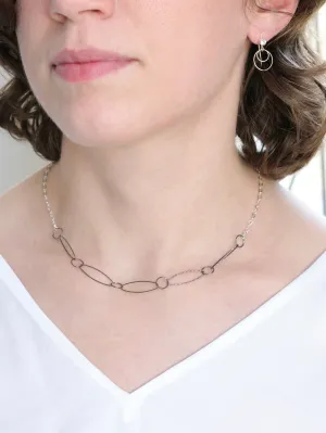 5 Links Necklace Black and Silver