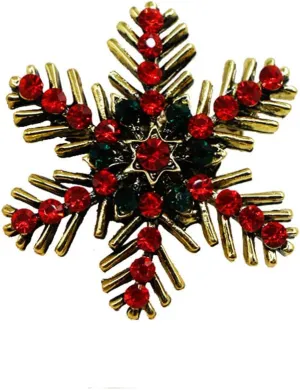 Austrian Crystal Winter Art Deco Snowflake Flower Brooch Pin Lapel Pins Charm Dress Accessories Corsage for Hat Bag Suit Tie Cardigan Sweater Decor Christmas Holiday Gifts for Her Women Girls Teen Xmas Cute Festive Jewelry