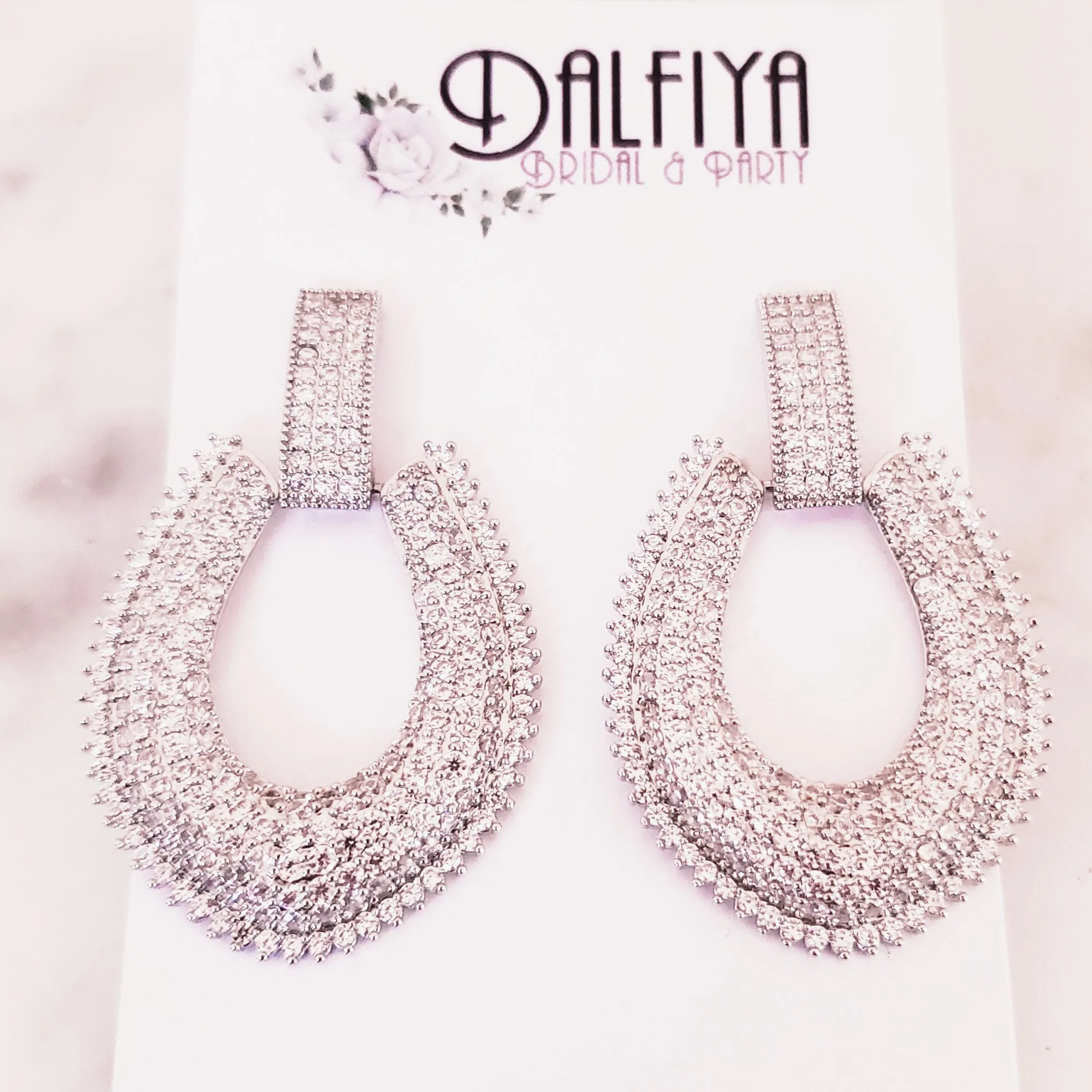 Cubic Zirconia Statement Earrings Made in Korea