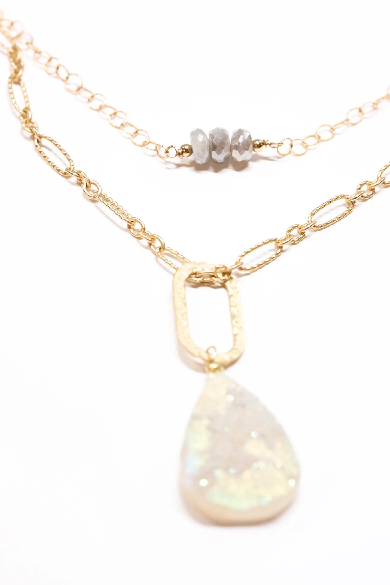 Dream AB Drusy short matte gold necklace