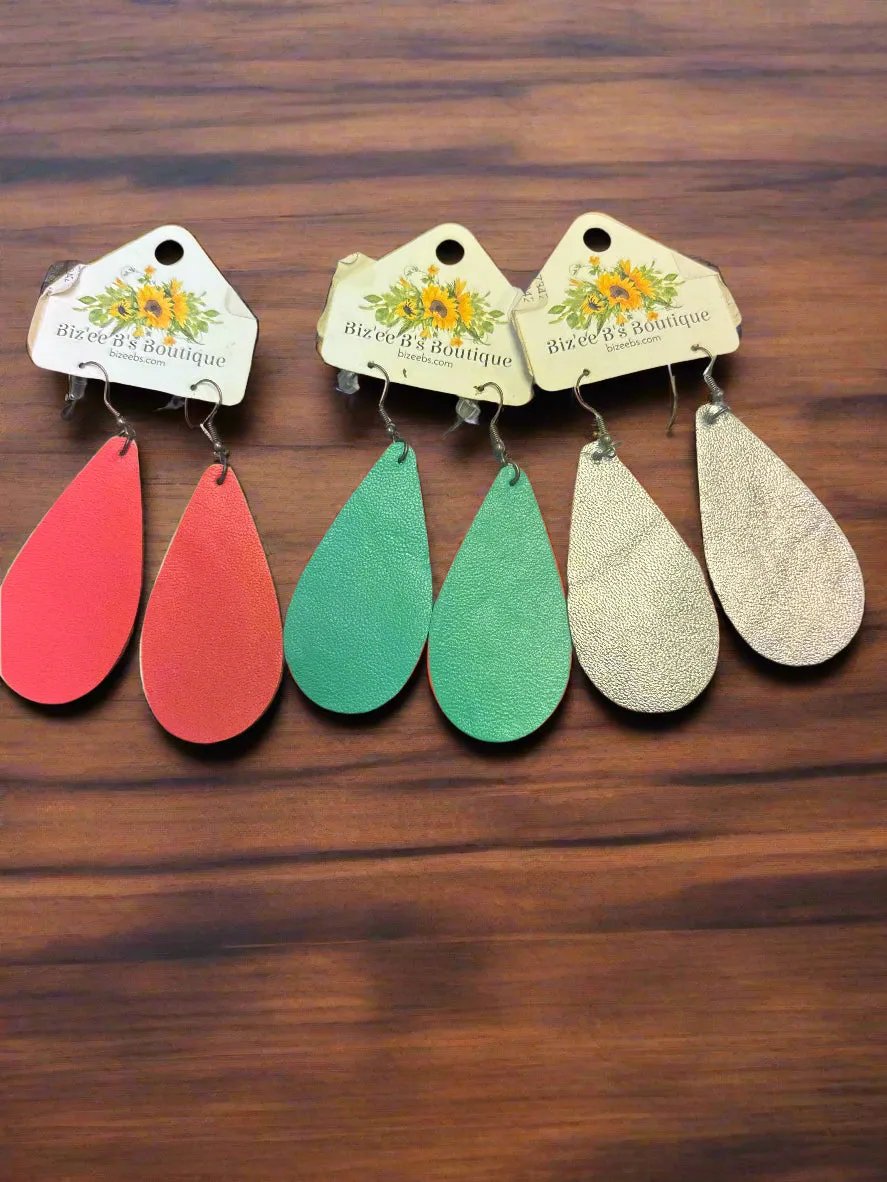 Leather Teardrop Earrings