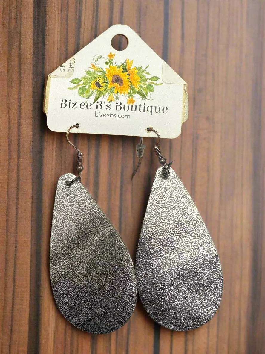 Leather Teardrop Earrings