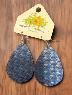 Leather Textured Teardrop Earrings