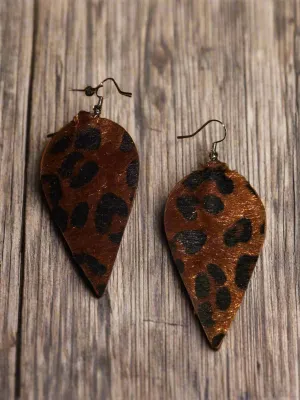 Leopard Upside Teardrop Earrings