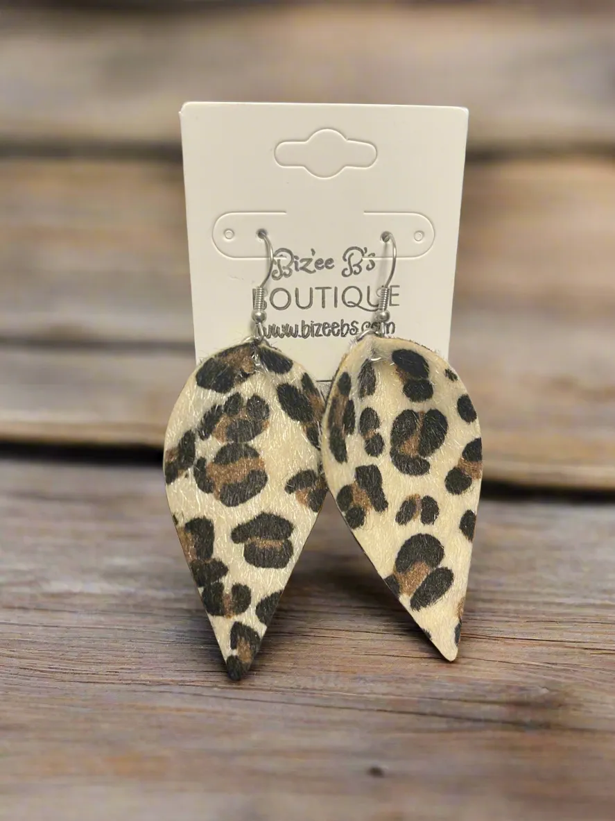 Leopard Upside Teardrop Earrings