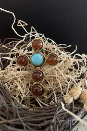 Lost And Found Carnelian Hematite Cross Ring