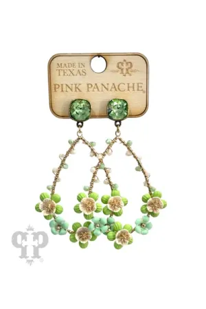 Pink Panache Green Flower Teardrop Earring