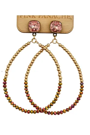 Pink Panache Light Rose Crystal Teardrop Beaded Earring