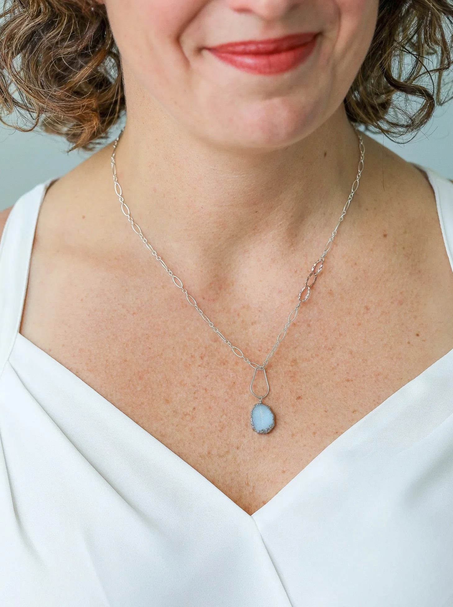 Serenity Aquamarine Druzy nh Necklace