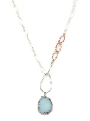 Serenity Aquamarine Druzy nh Necklace