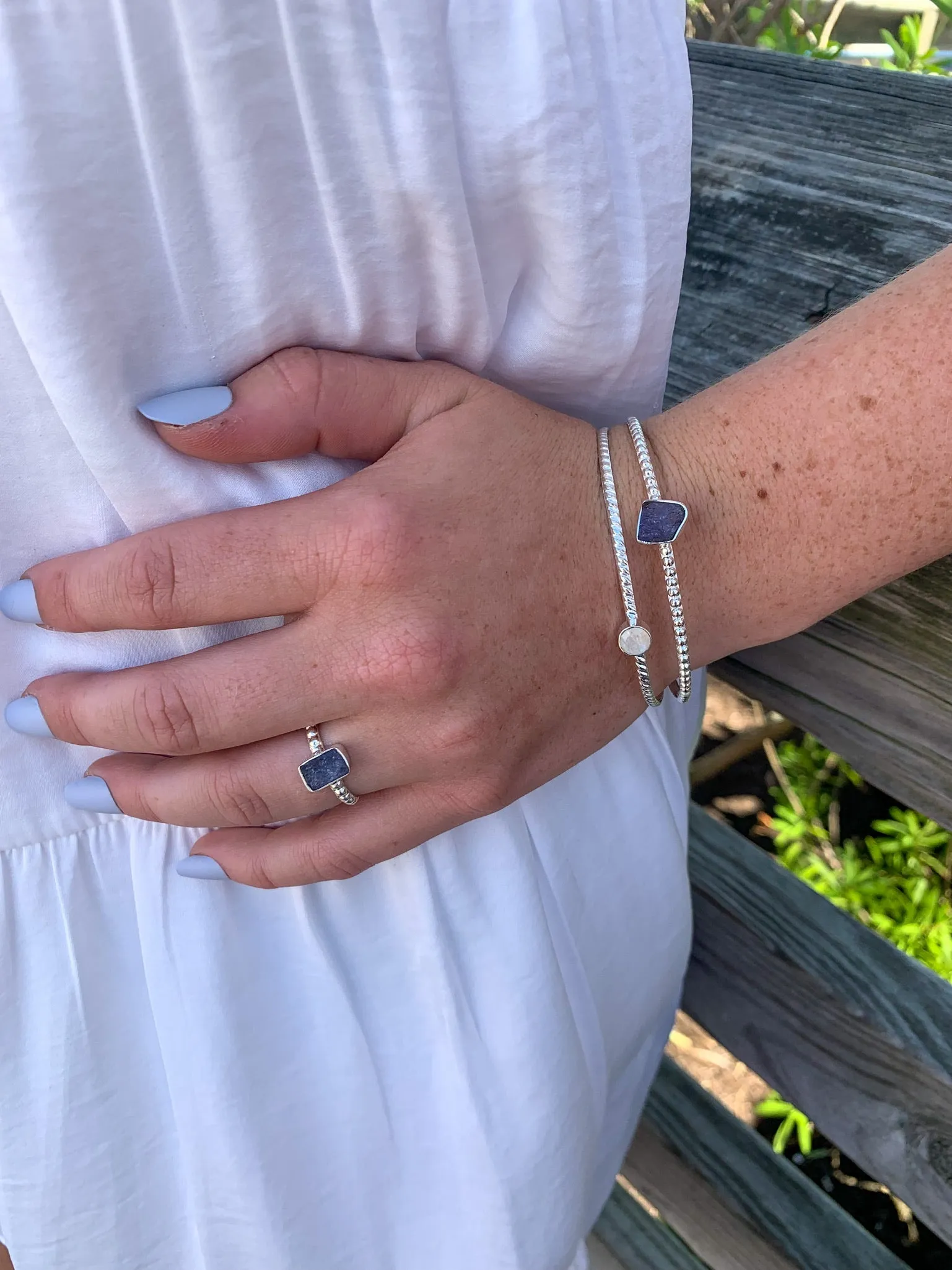 Serenity - Rough Tanzanite and Moonstone nh Bracelet