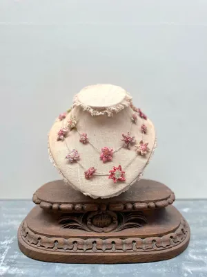 Sophie Digard Pastel Pink Daisy Long Linen Necklace