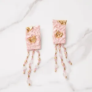 Special Effects, Ceramic, Sculptured Chandelier Earring in Pink
