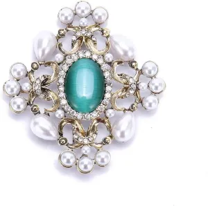 Vintage Baroque Diamond Brooch Pin for Women Men Crystal Elegant Pearls Antique Gold Badge Rhinestone CZ Brooches Laple Pins Scarf Clip Boutonniere Corsage for Clothes Dress Hats Bags Accessory Gifts